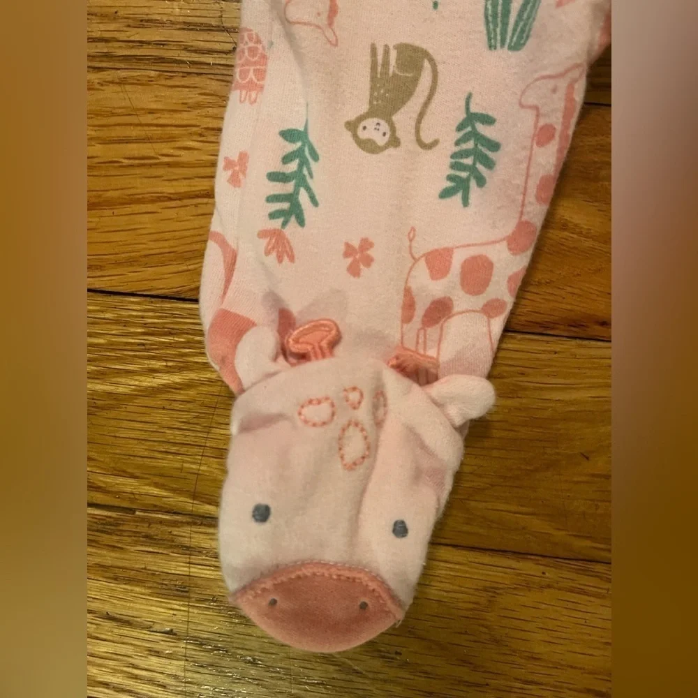 Carter’s: Just One You | pink zoo animal footed pajamas | baby girl 3mo